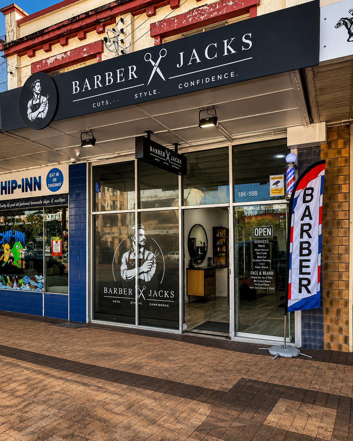Barber Jacks shopfront at 186-188 Conadilly Street, Gunnedah NSW