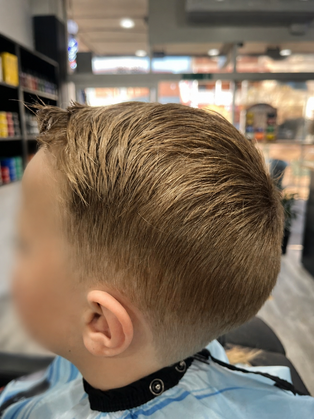 Close-up of a completed kids haircut at Barber Jacks, Gunnedah